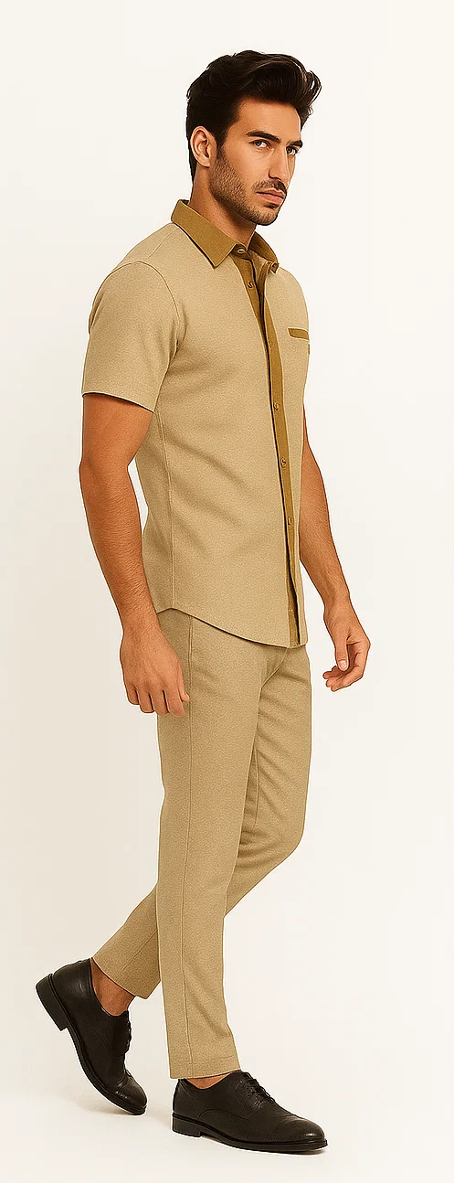 Camel Houndstooth 2-Piece Walking Suit by Zacchi
