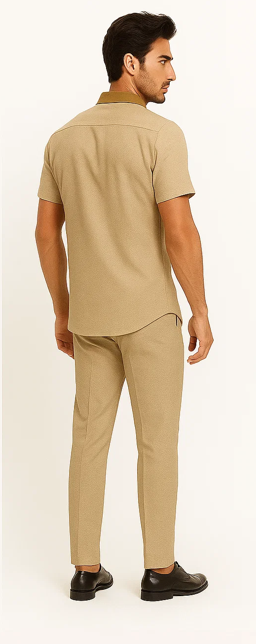 Camel Houndstooth 2-Piece Walking Suit by Zacchi