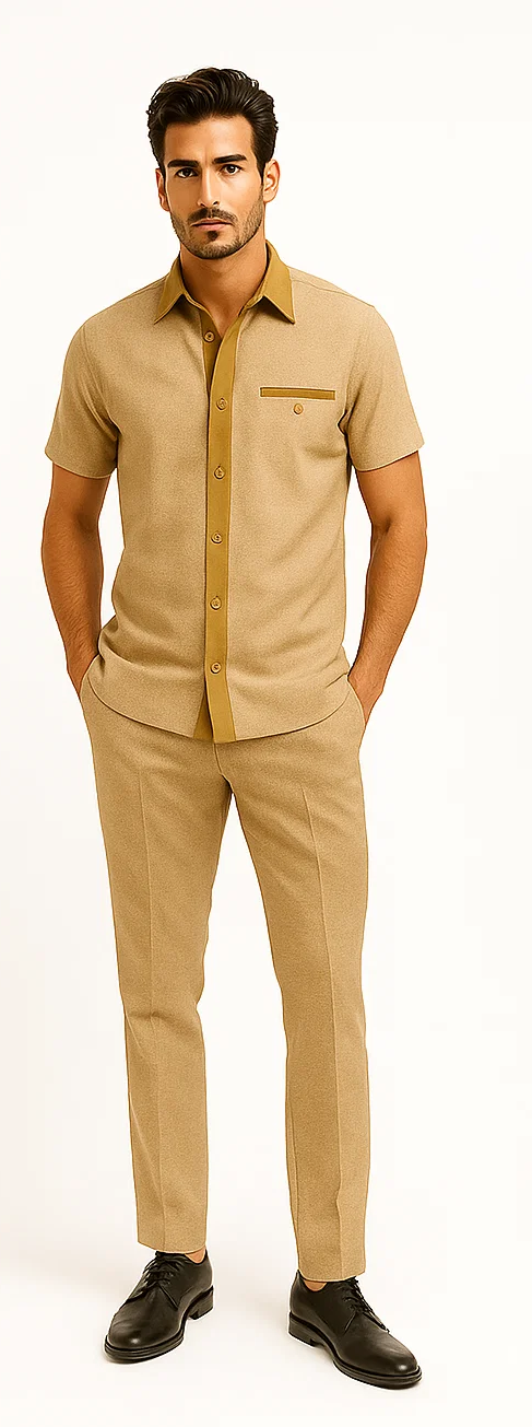 Camel Houndstooth 2-Piece Walking Suit by Zacchi