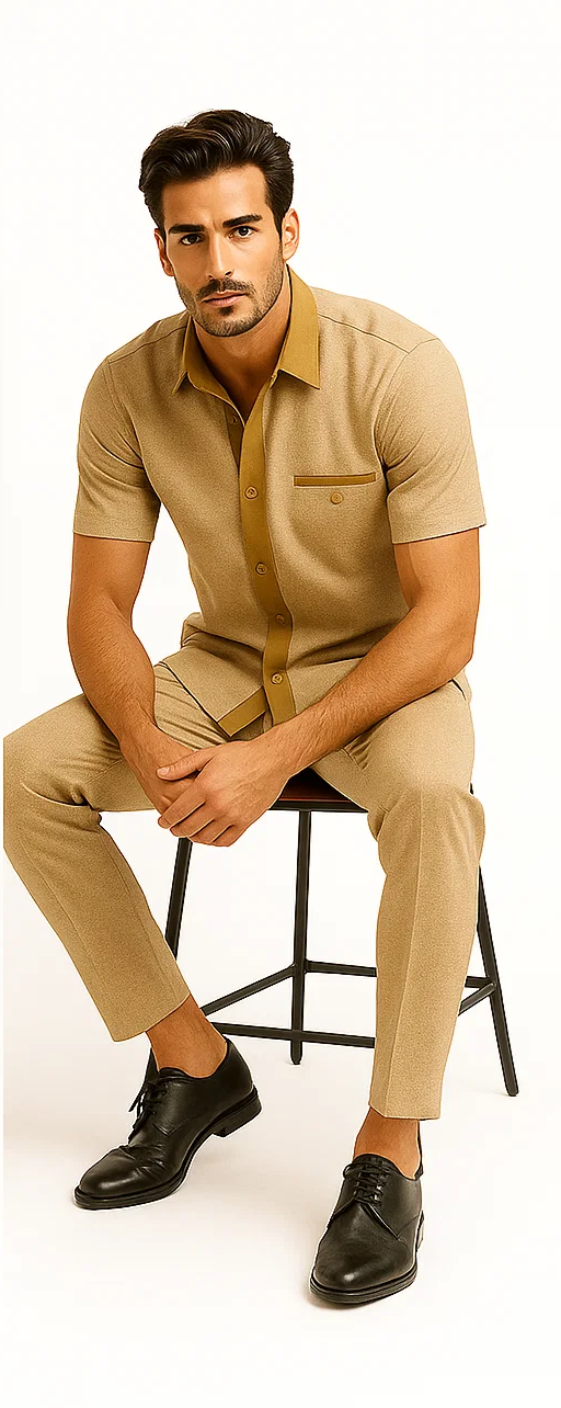 Camel Houndstooth 2-Piece Walking Suit by Zacchi