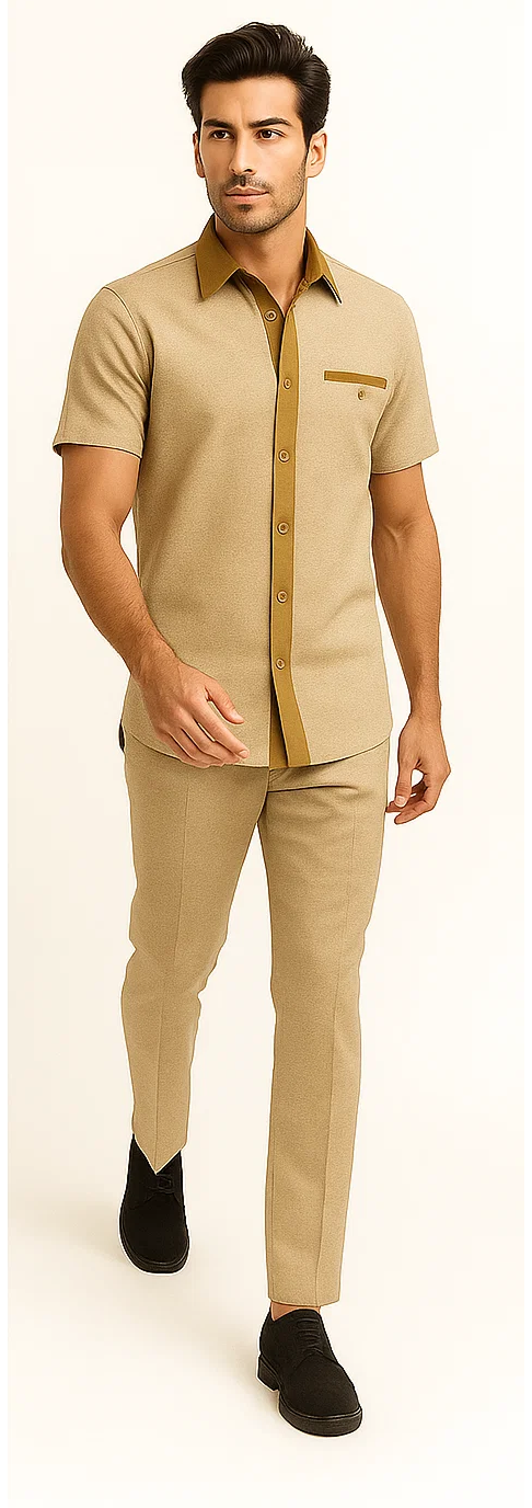 Camel Houndstooth 2-Piece Walking Suit by Zacchi