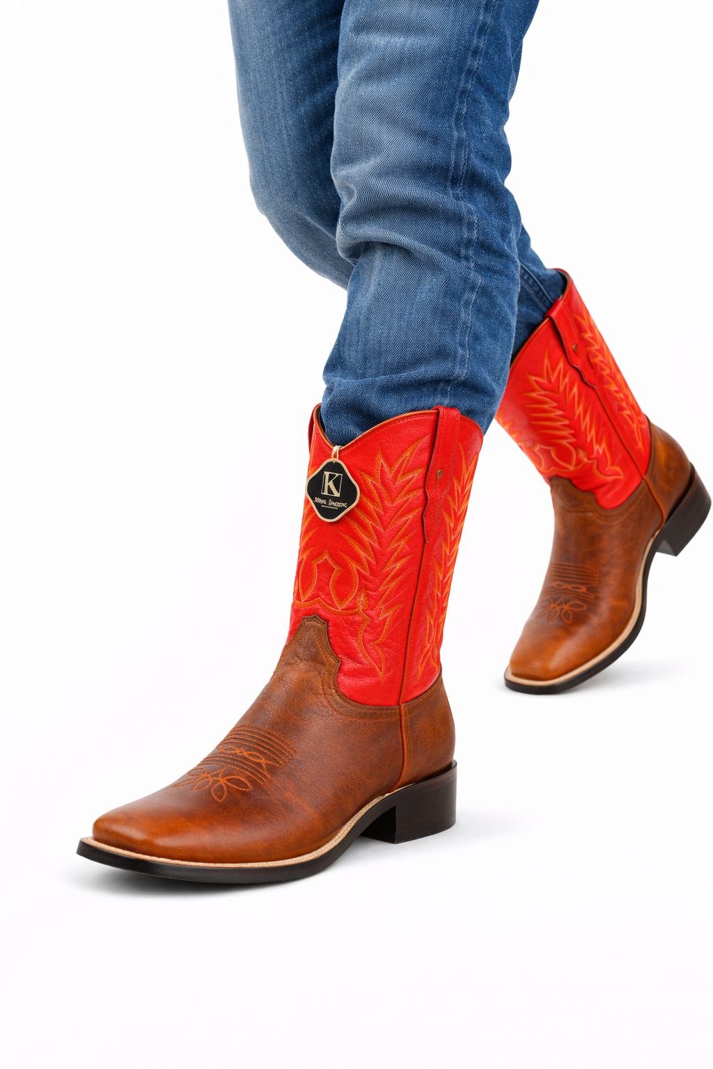 King Exotic Genuine Leather Square Toe Boots