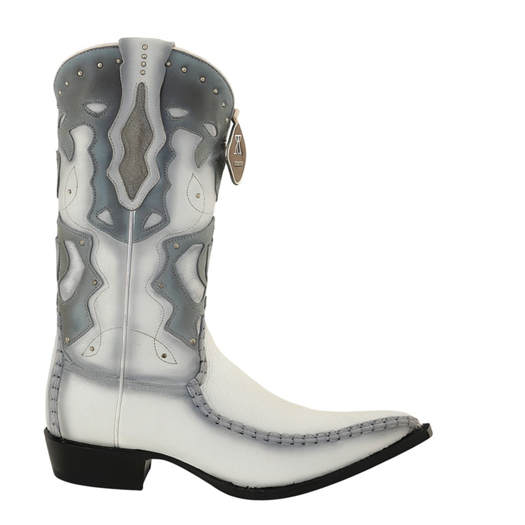 King Exotic Sharkskin Burnished White 3x Toe Boots