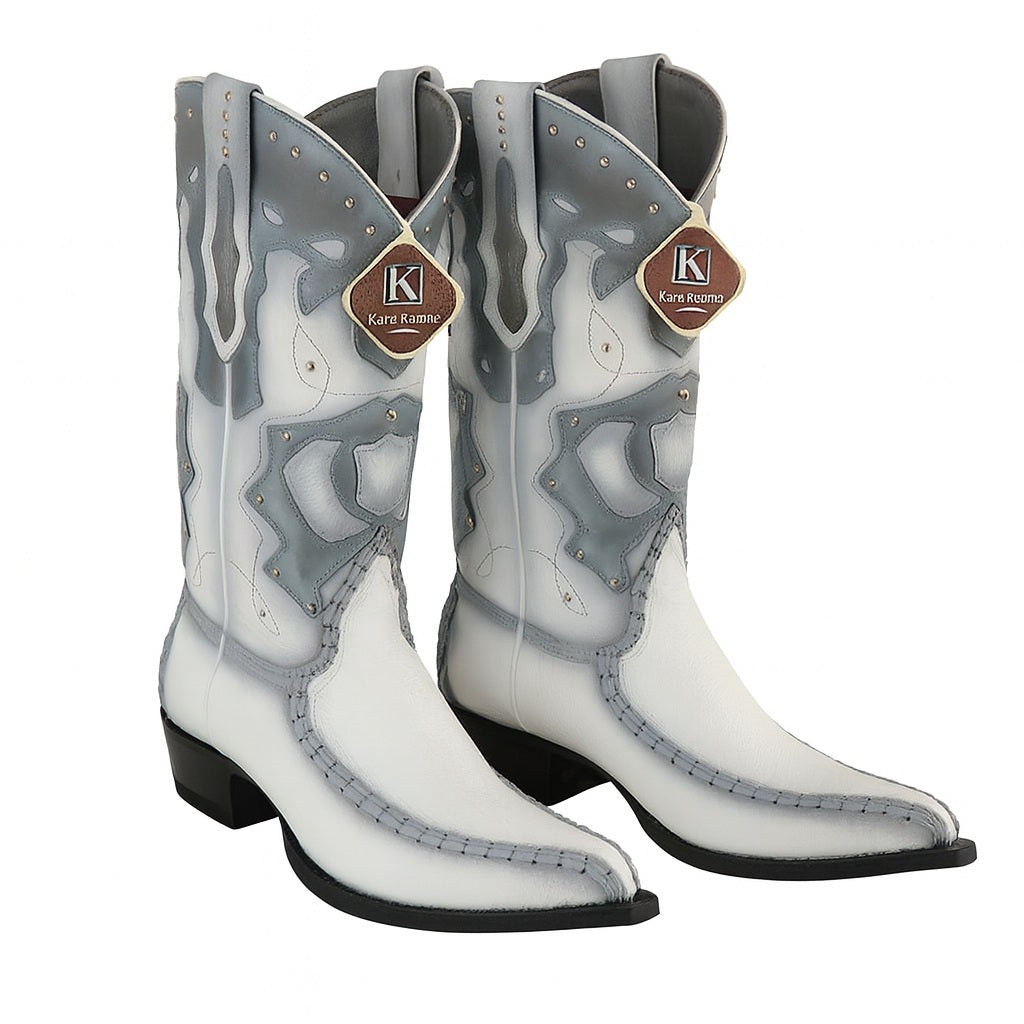 King Exotic Sharkskin Burnished White 3x Toe Boots