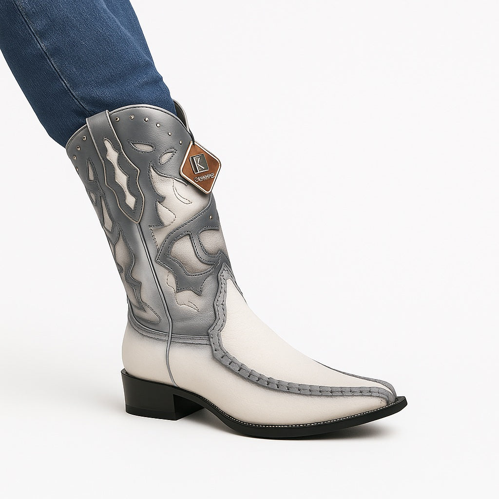 King Exotic Sharkskin Burnished White 3x Toe Boots