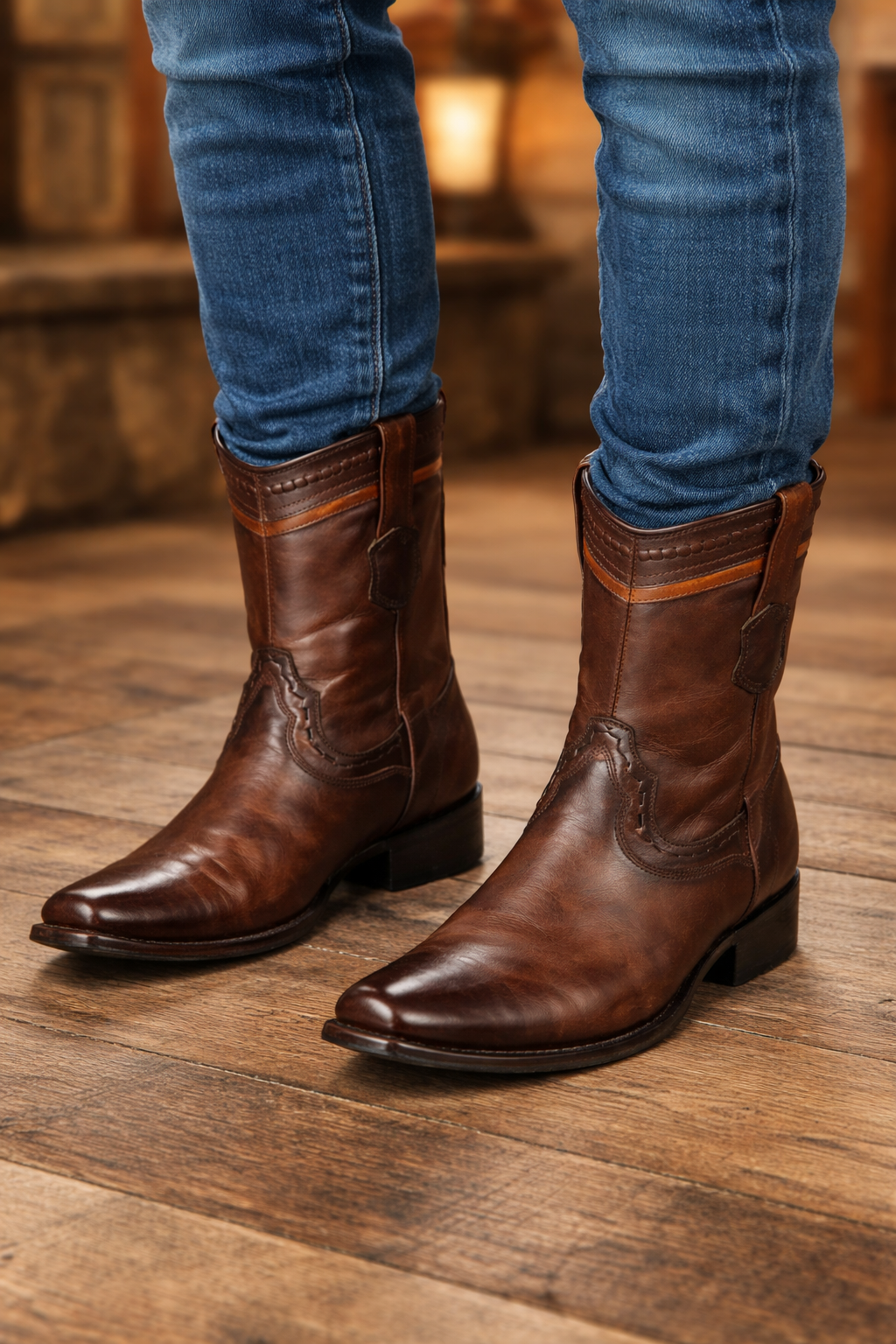 Handcrafted Faded Brown Exotic Leather Boots