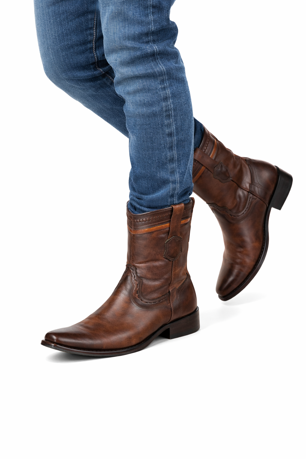 Handcrafted Faded Brown Exotic Leather Boots