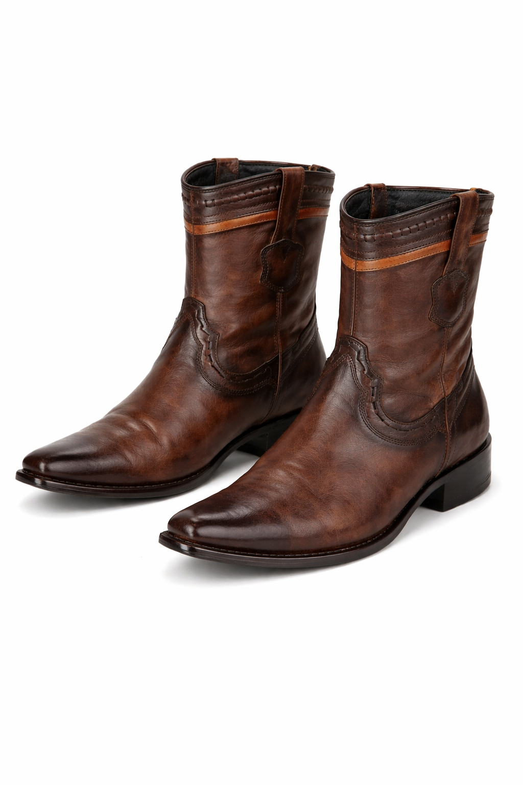 Handcrafted Faded Brown Exotic Leather Boots