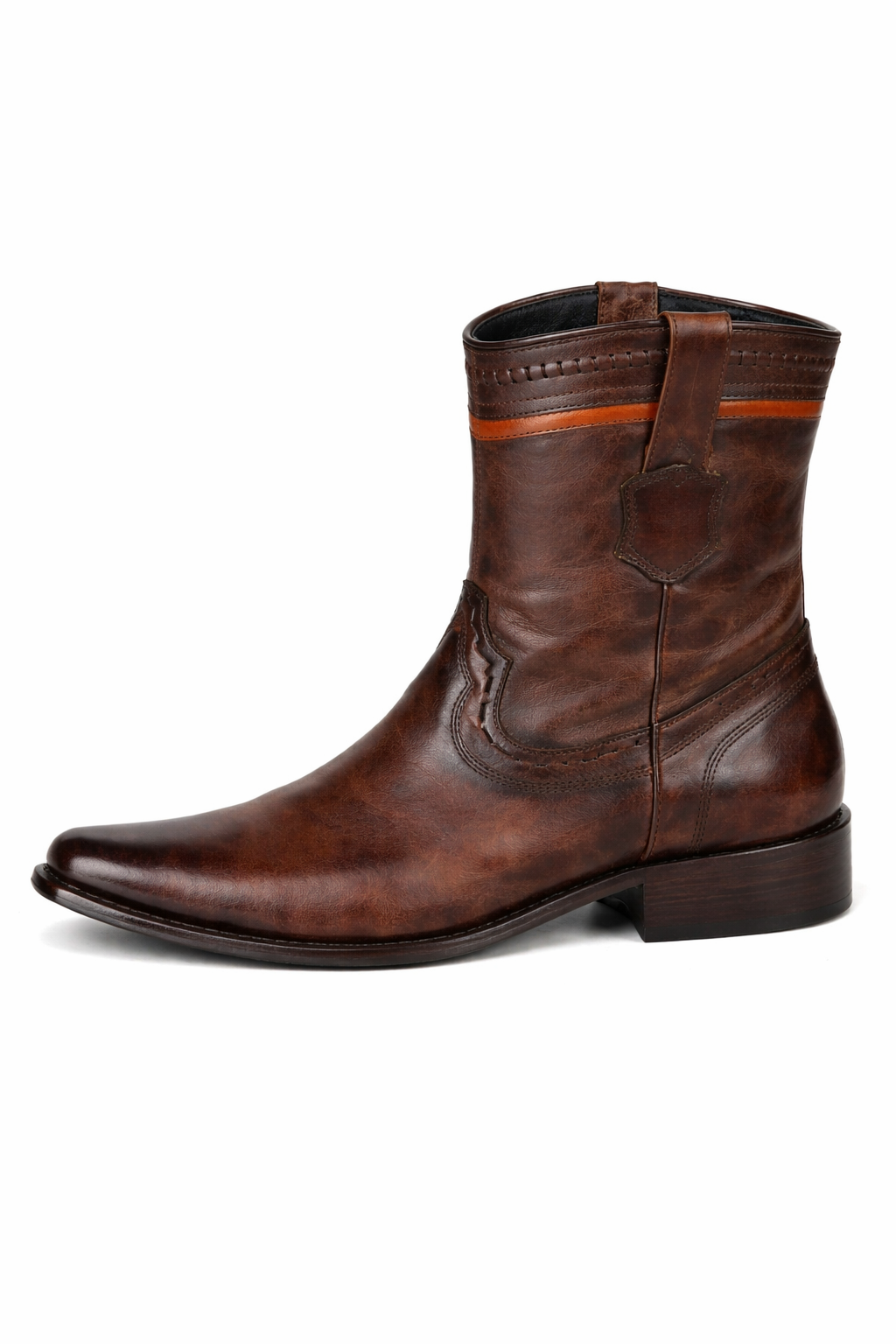 Handcrafted Faded Brown Exotic Leather Boots