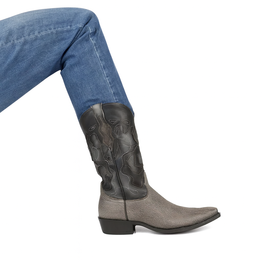 Men’s Sharkskin Snip Toe Boots Handcrafted Gray