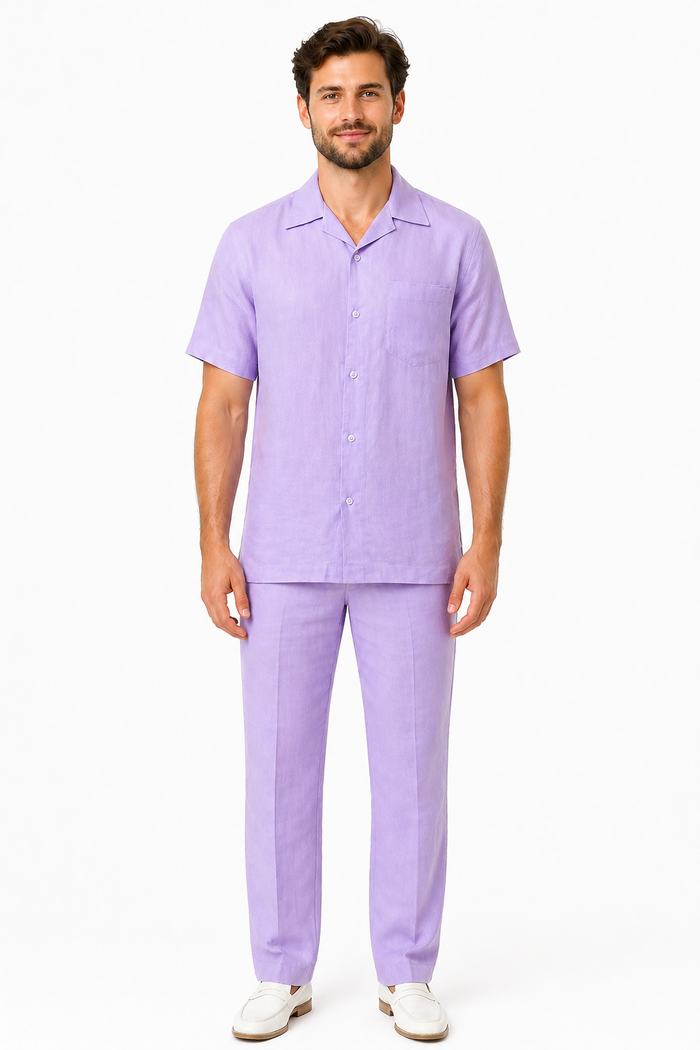 Mens Linen Walking Suit - "Lilac" Summer Outfit - Mens Linen Suit