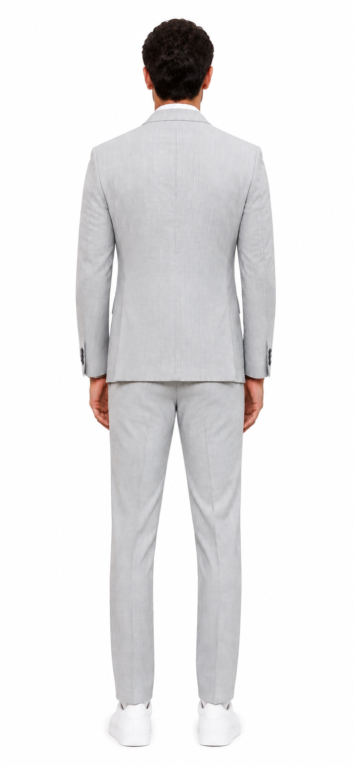 Mens Light Gray and Black Pinstripe 3 Piece Suit – Peaky Blinders Inspired Vintage Gangster 1920s Suit