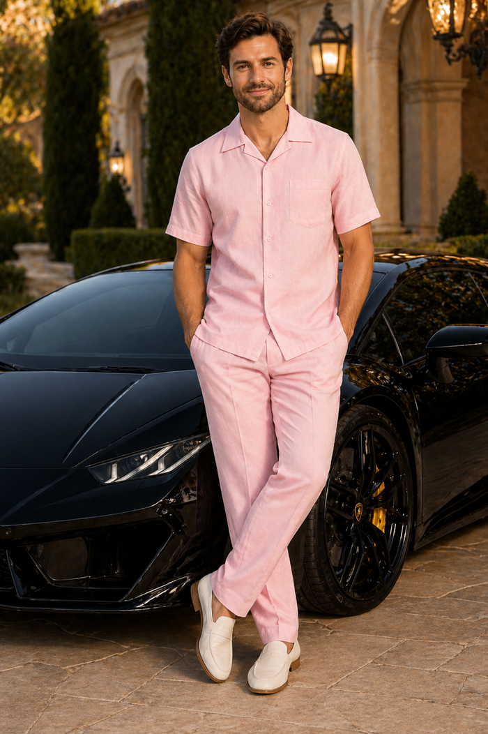 Mens Linen Walking Suit - "Lilac" Summer Outfit - Mens Linen Suit
