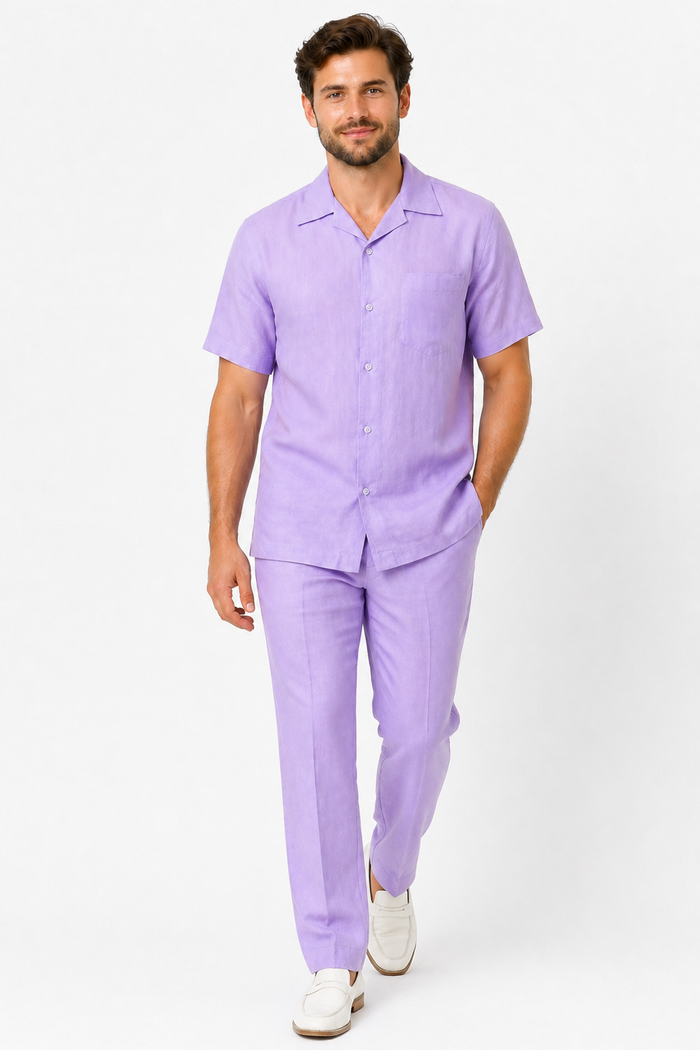 Mens Linen Walking Suit - "Lilac" Summer Outfit - Mens Linen Suit