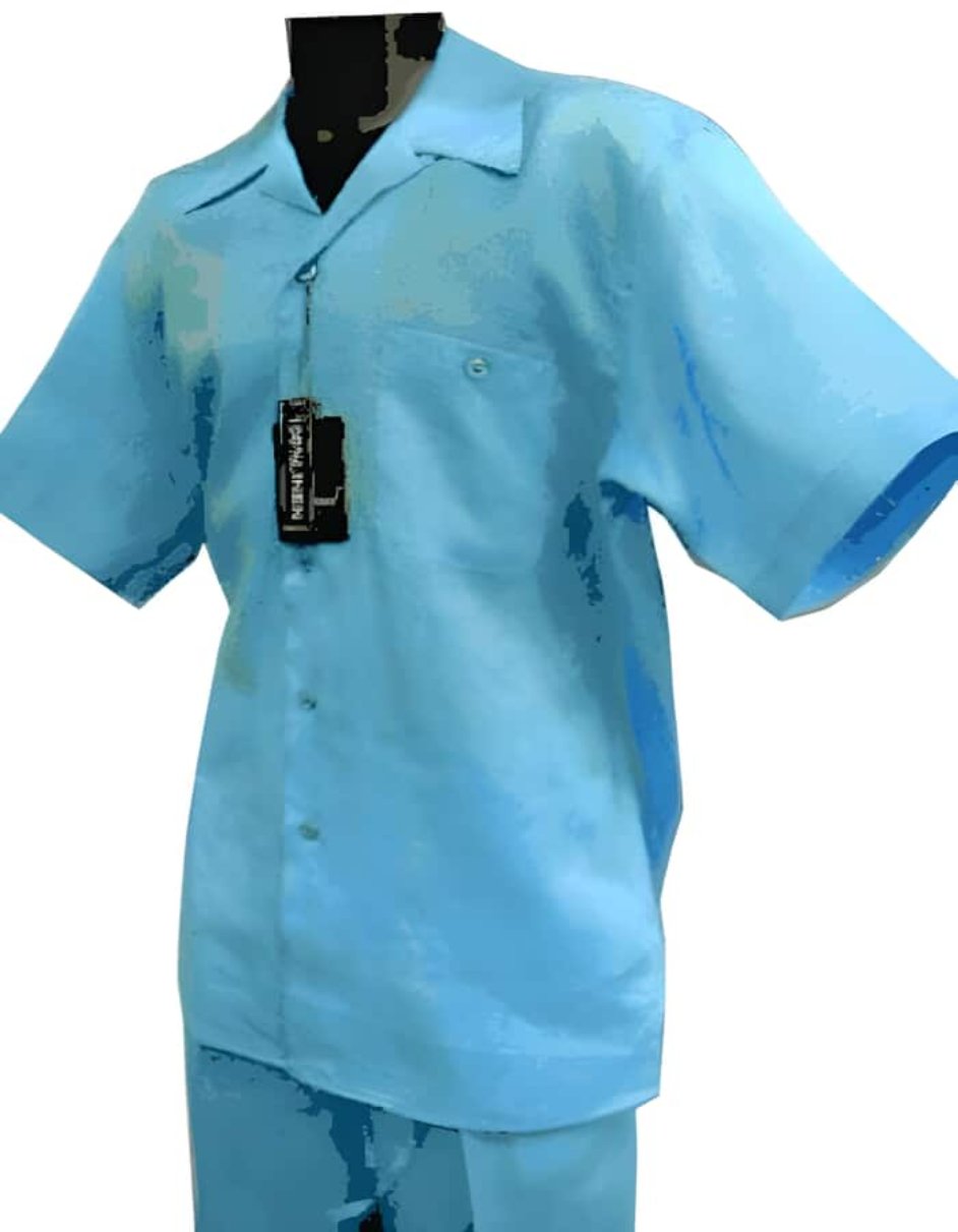Turquoise Linen Walking Suit for Men
