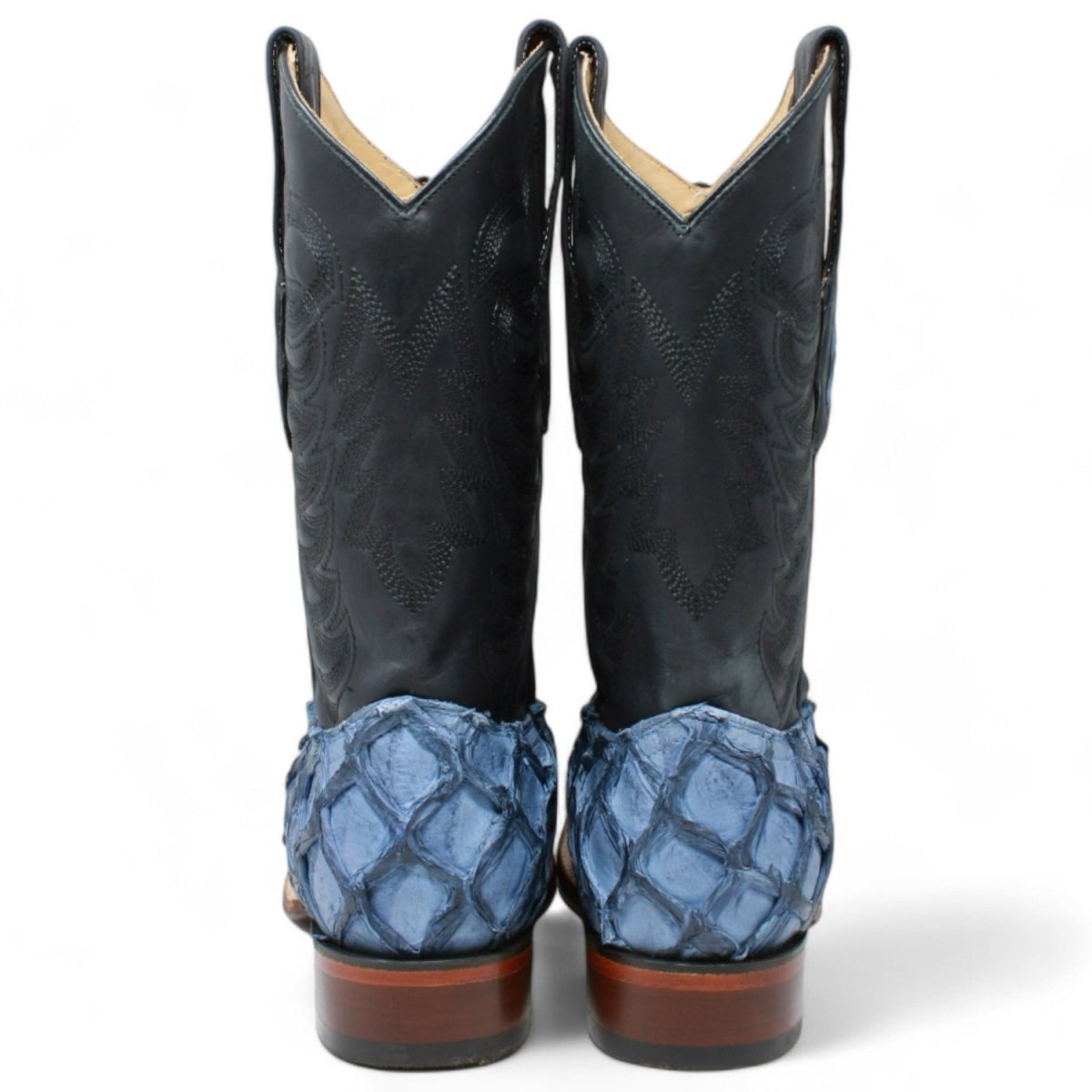 Los Altos Blue Monster Fish Leather Boots
