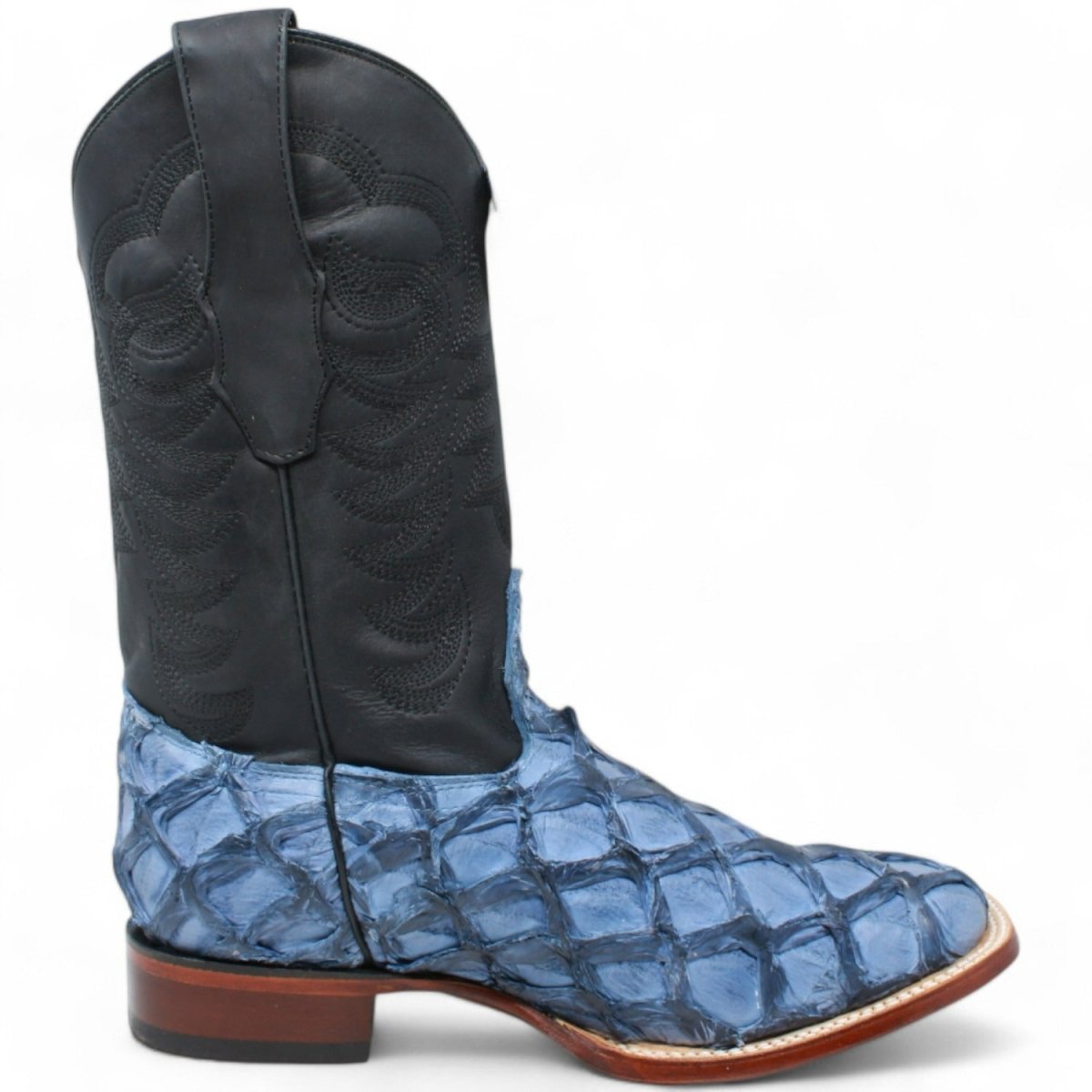 Los Altos Blue Monster Fish Leather Boots
