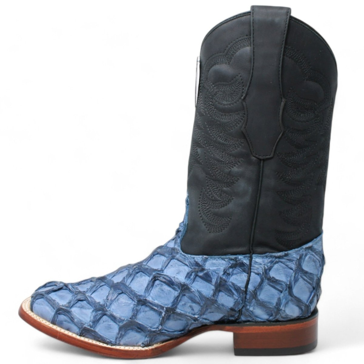 Los Altos Blue Monster Fish Leather Boots