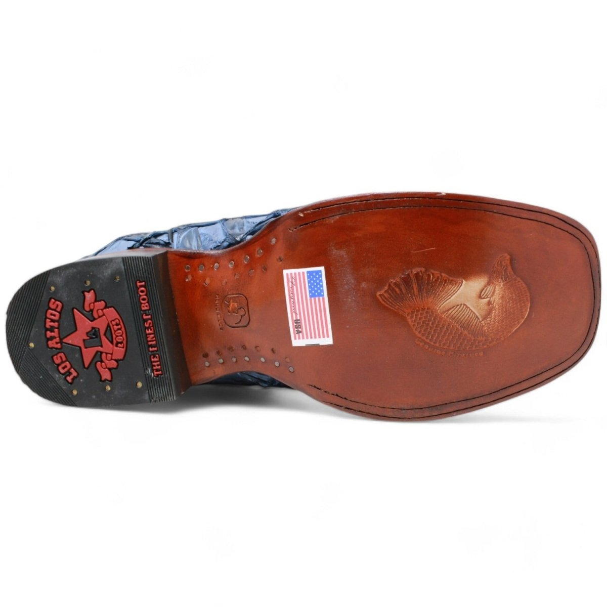Los Altos Blue Monster Fish Leather Boots