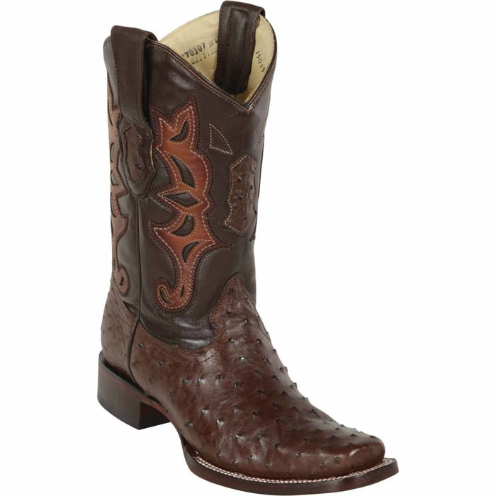 Los Altos Ostrich Square Toe Brown Boots