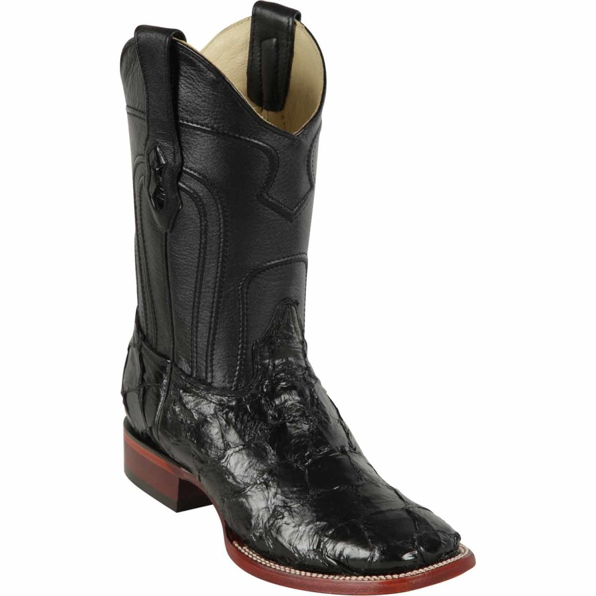 Monster Fish Wide Square Toe Boots Black