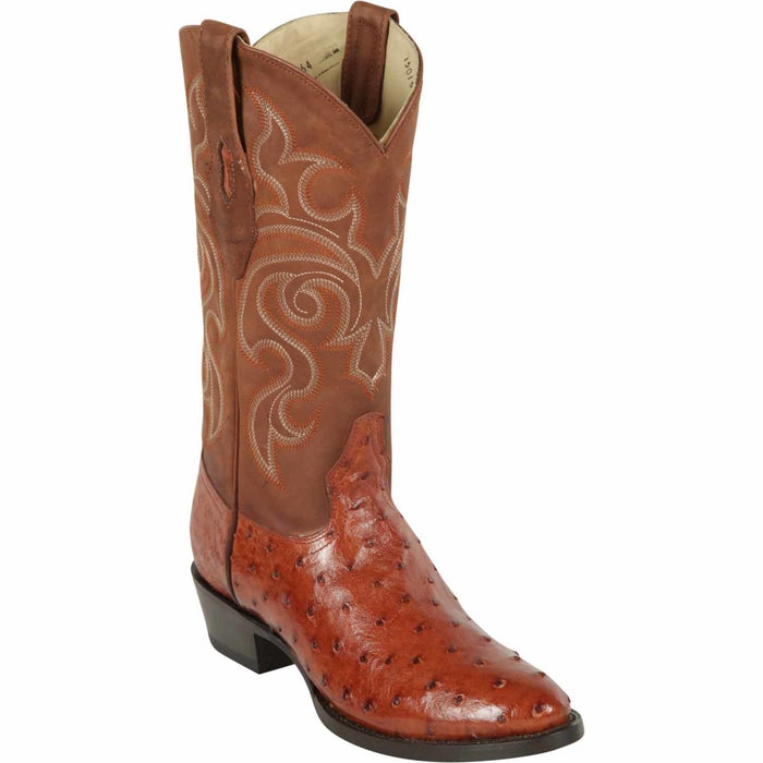 Los Altos Full Quill Ostrich Boots - Brandy