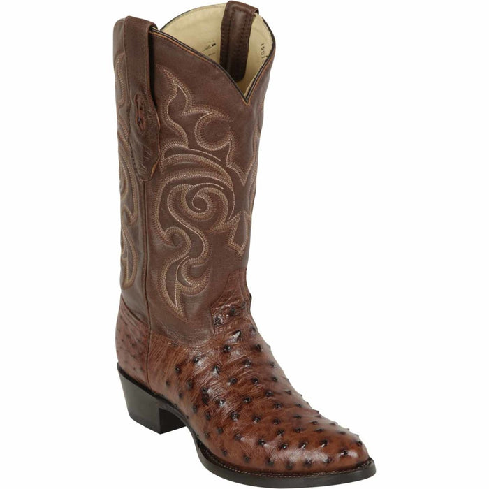 Full Quill Ostrich Round Toe Boots - Kango Brown