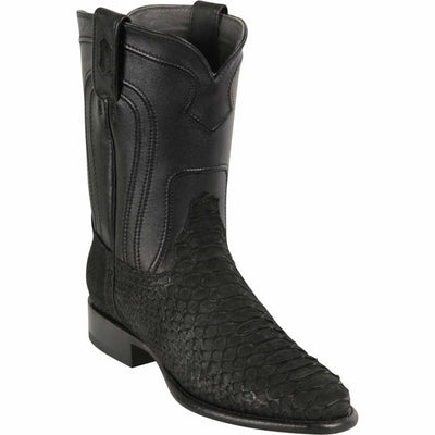 Los Altos Python Roper Toe Boots Black Suede