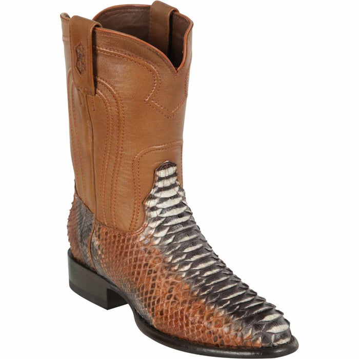 Los Altos Python Roper Toe Boots - Rustic Cognac