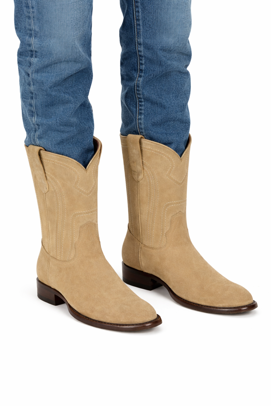 Men's Los Altos Original Suede Leather Boots Roper Toe with Zipper - Oryx