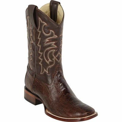 Los Altos Ostrich Leg Square Toe Boots Brown
