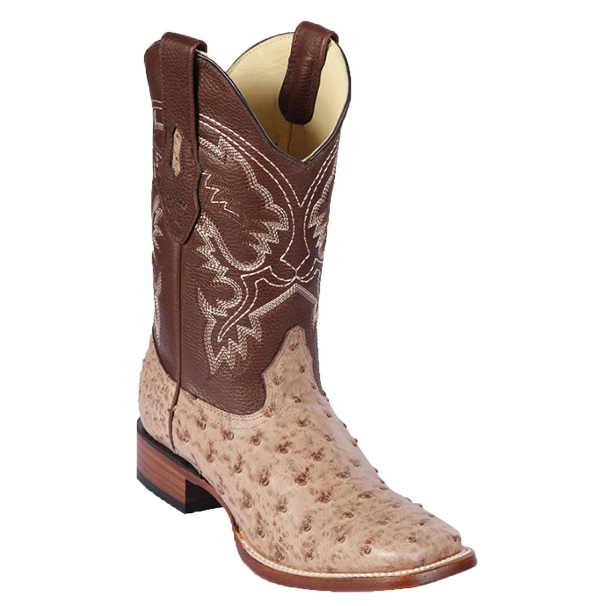 Men's Los Altos Ostrich Skin Wide Square Toe Boots - A - Los Altos Boots