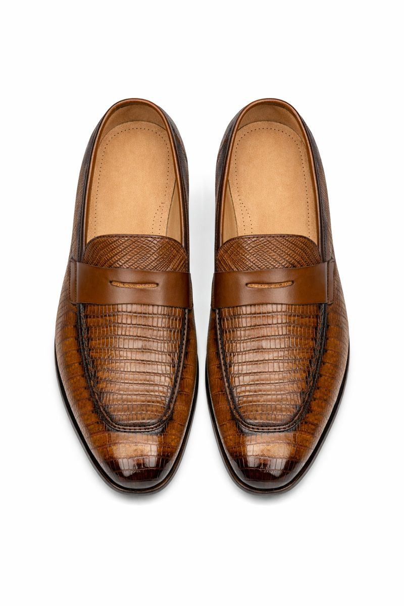 Mezlan Lipari Lizard Penny Loafer Dress Shoe