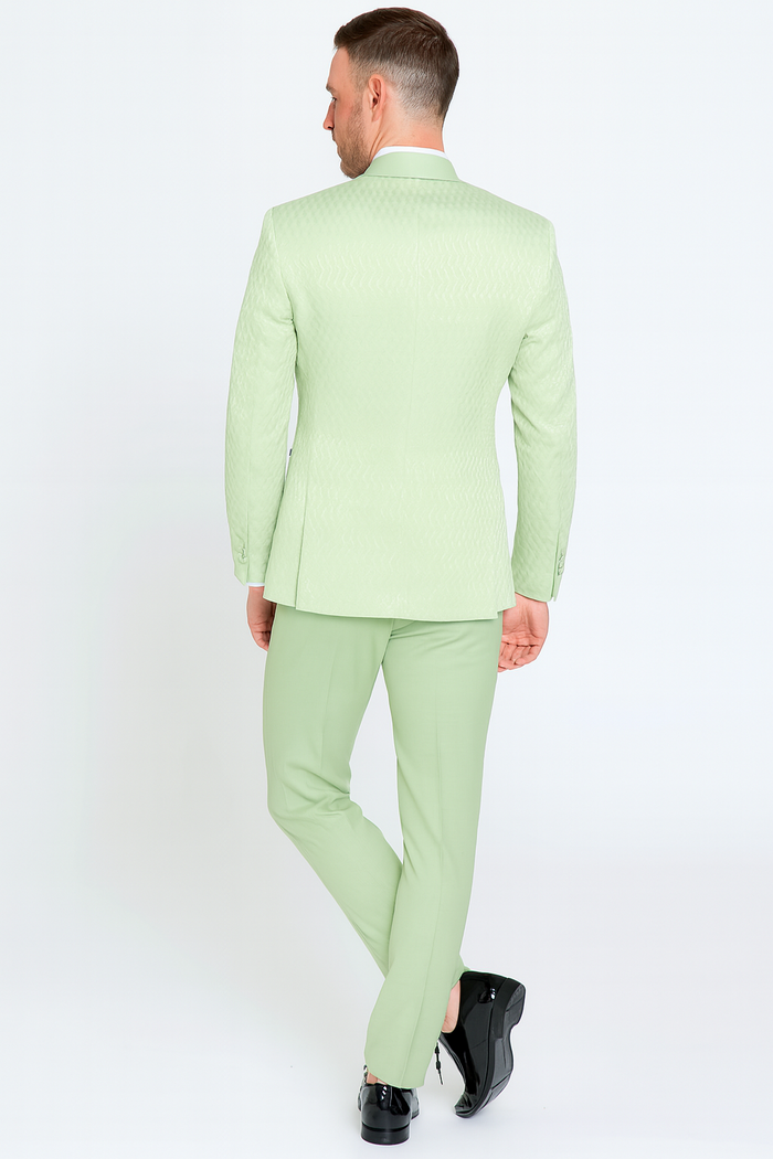 Mint Green Slim Fit Shawl Lapel Tuxedo With Bow Tie