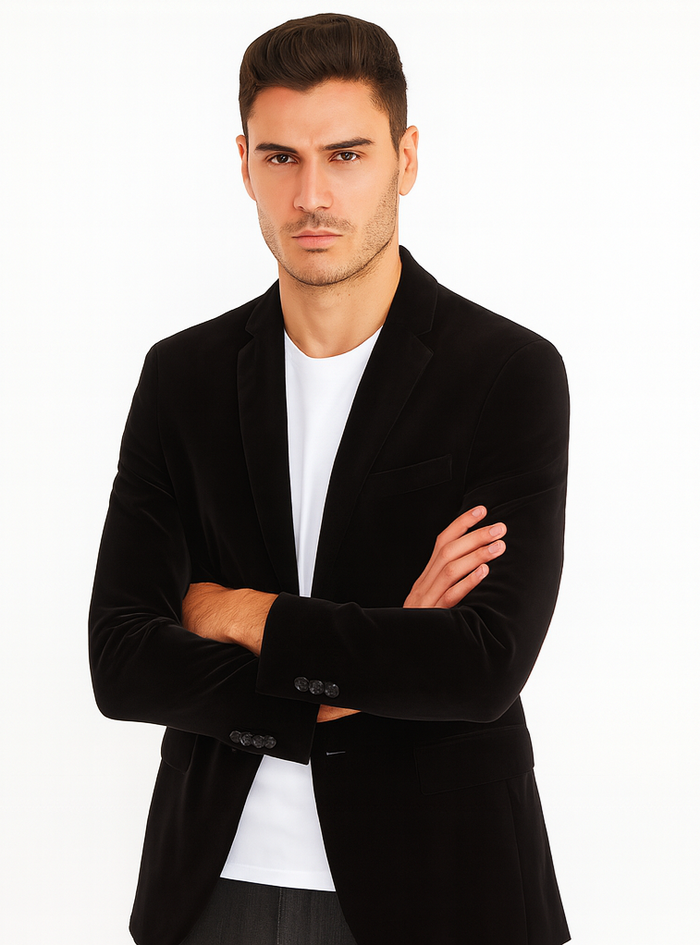 Black Velvet Modern Fit Men's Blazer