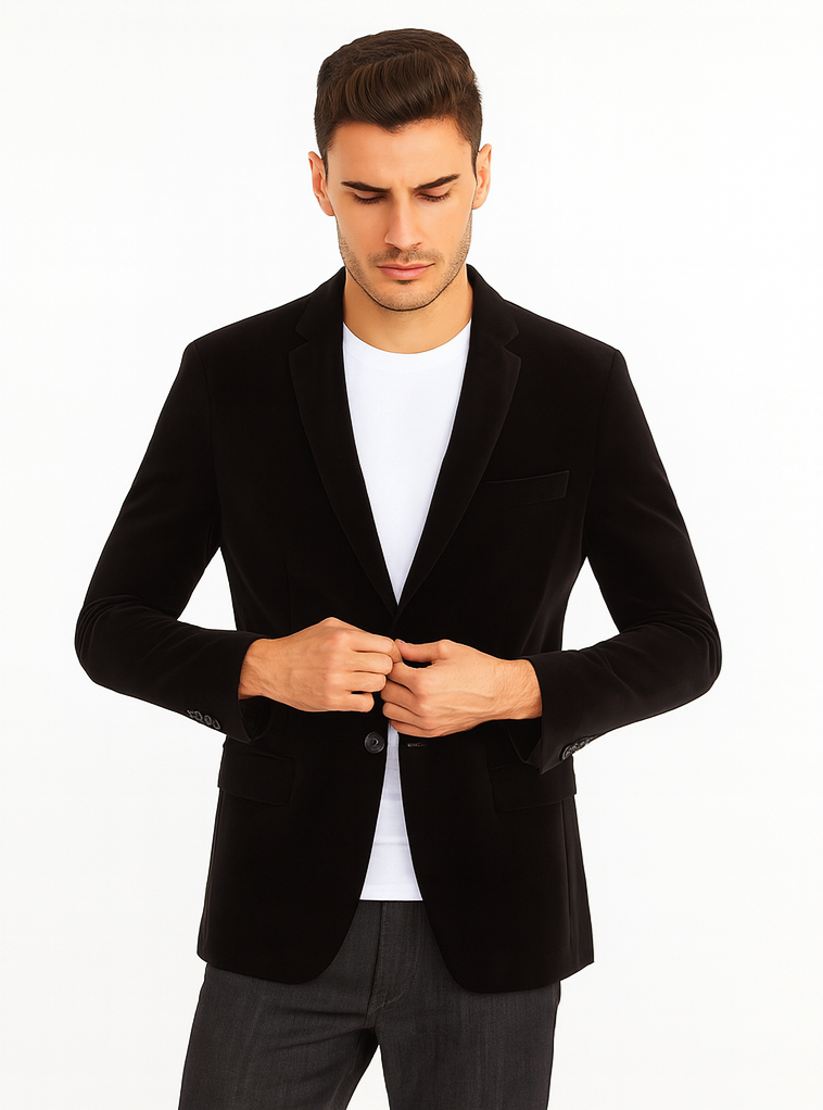 Black Velvet Modern Fit Men's Blazer