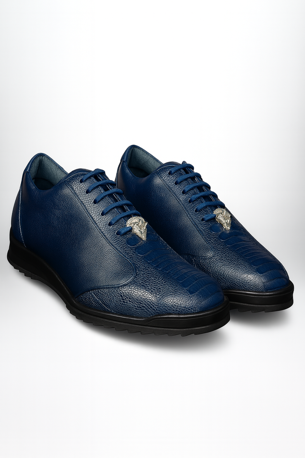 Los Altos Navy Blue Ostrich Leg Sneakers