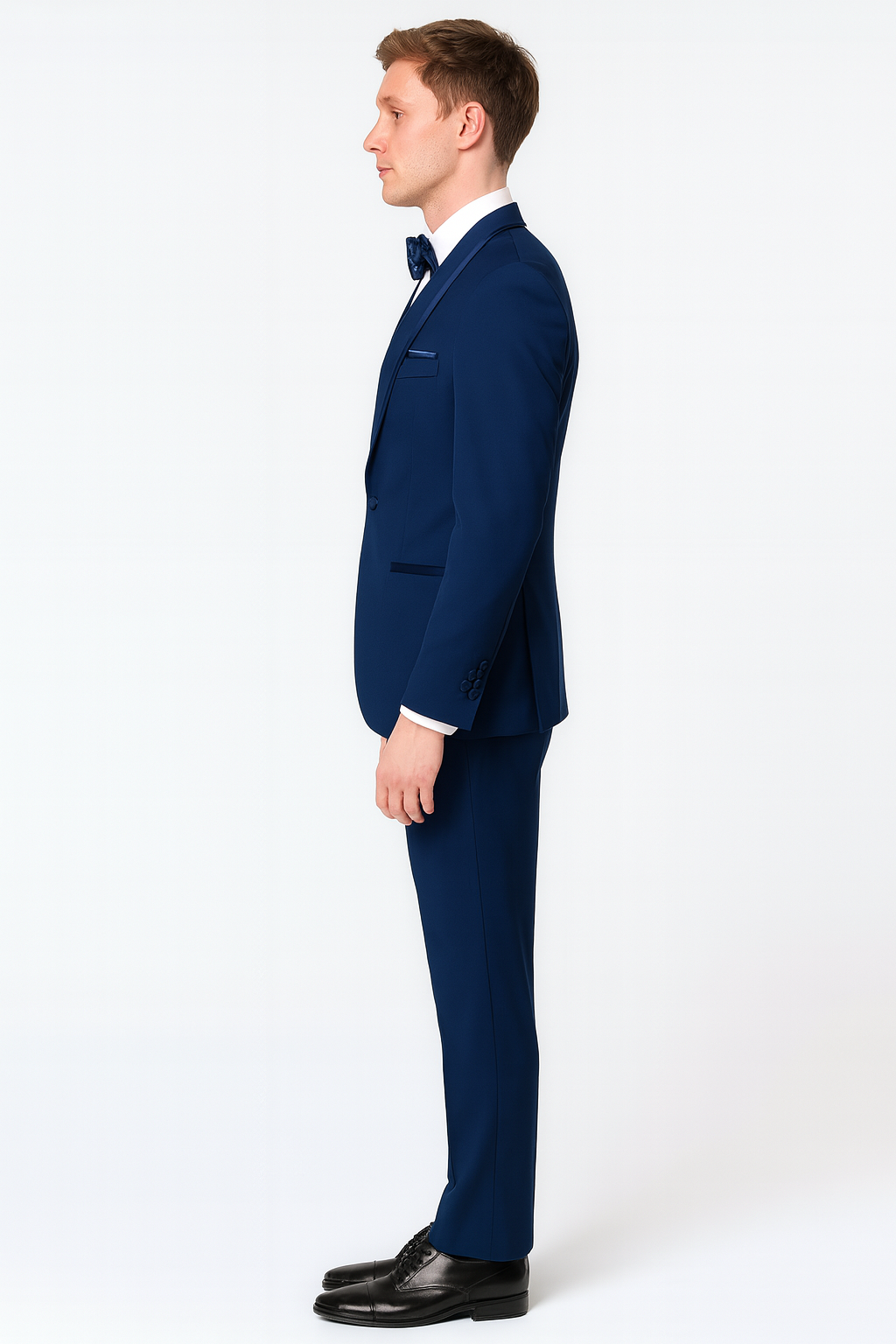 Navy Blue Shawl Lapel Tuxedo with Bow Tie