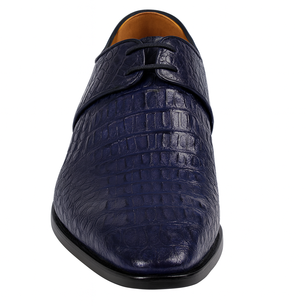 Navy Crocodile & Calfskin Slip-On Loafers