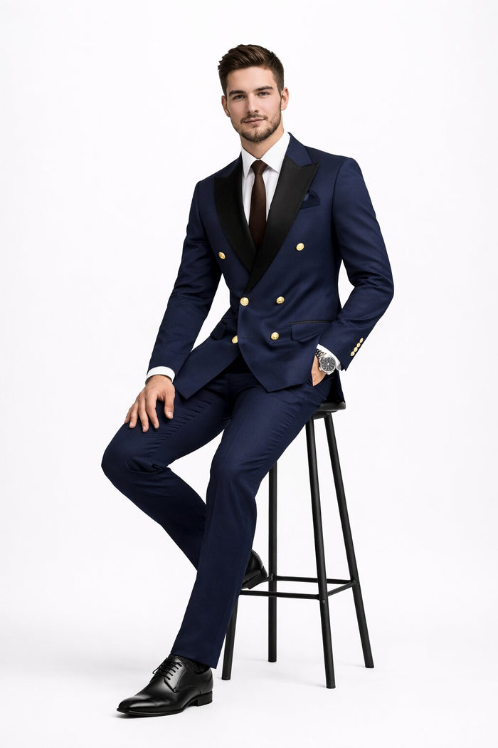 Double Breasted Tuxedo Groom Suit