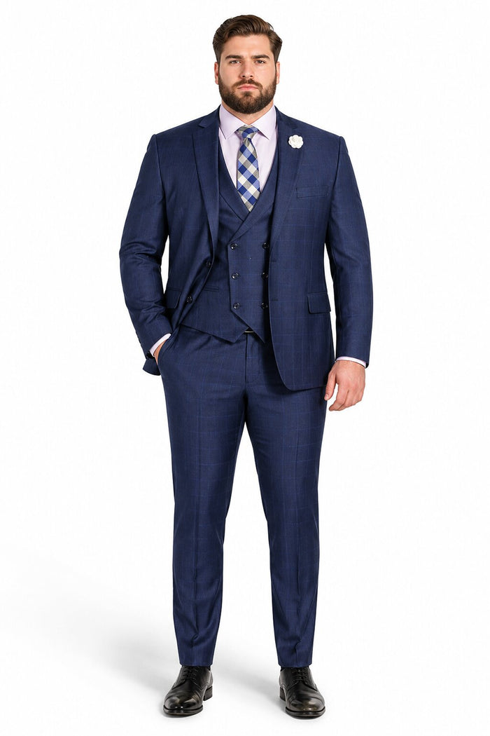 Navy Glen Plaid 3 Piece Suit by Vinci