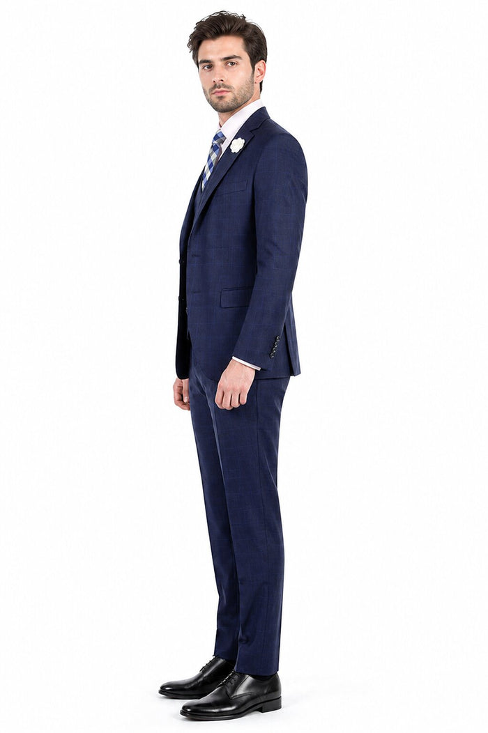 Navy Glen Plaid 3 Piece Suit by Vinci