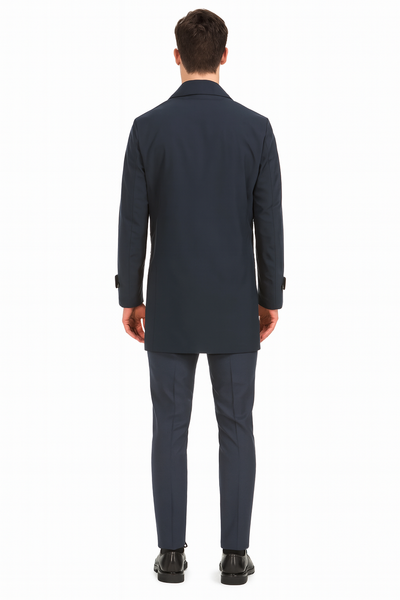 Nylon Raincoat with Removable Liner - Navy Blue