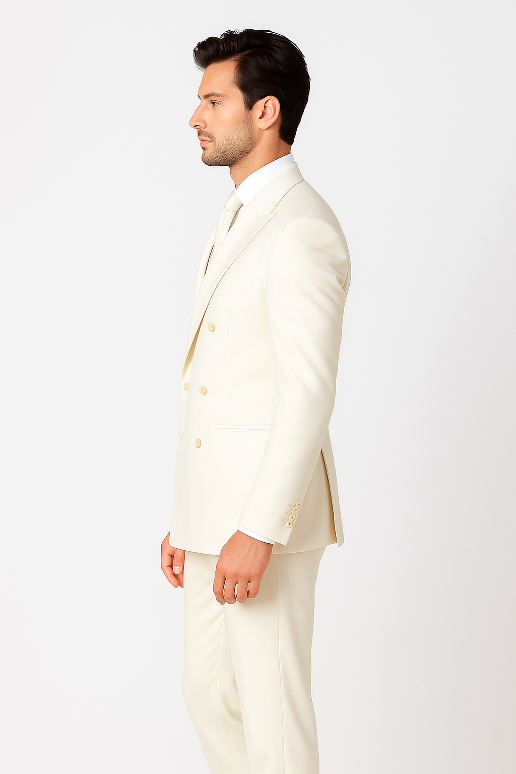 Men's Off White 2pc Double Breasted Suits Dress Suit