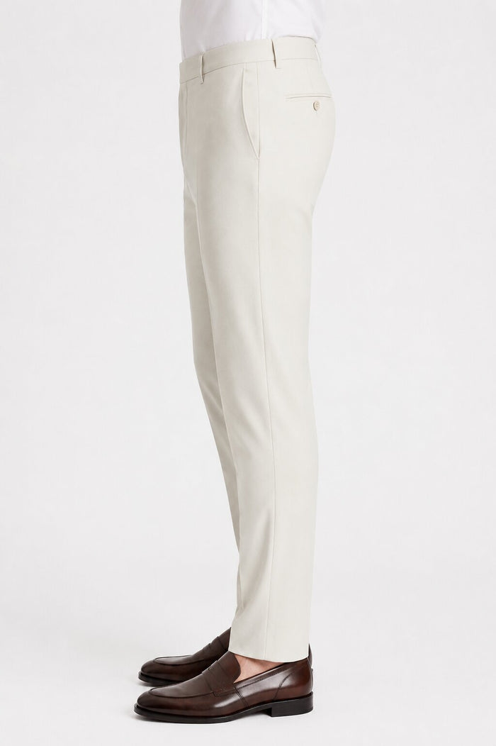 Offwhite Flat Front Wool Pant by Tiglio Luxe