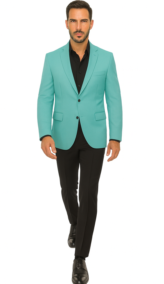 Men's One Button Aqua Blazer