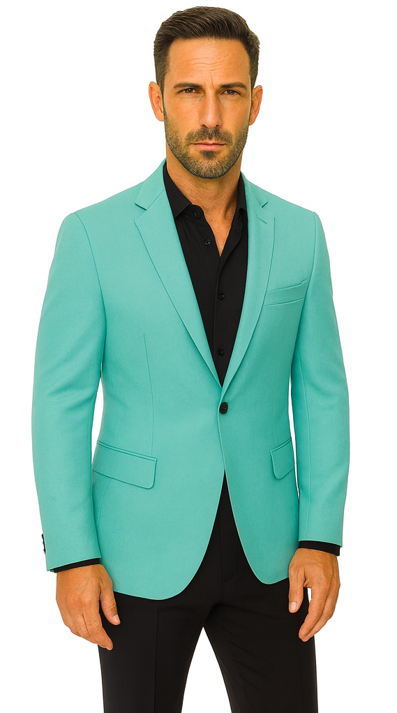 Men's One Button Aqua Blazer