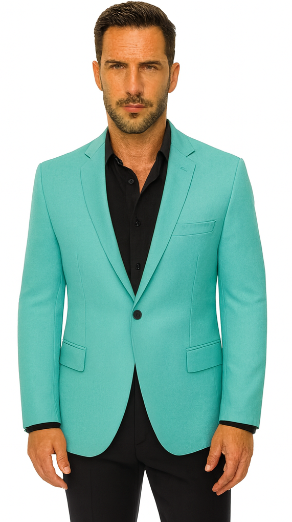 Men's One Button Aqua Blazer