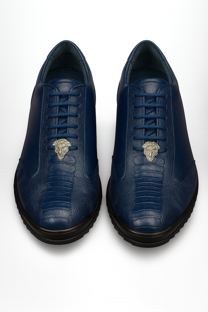 Los Altos Navy Blue Ostrich Leg Sneakers