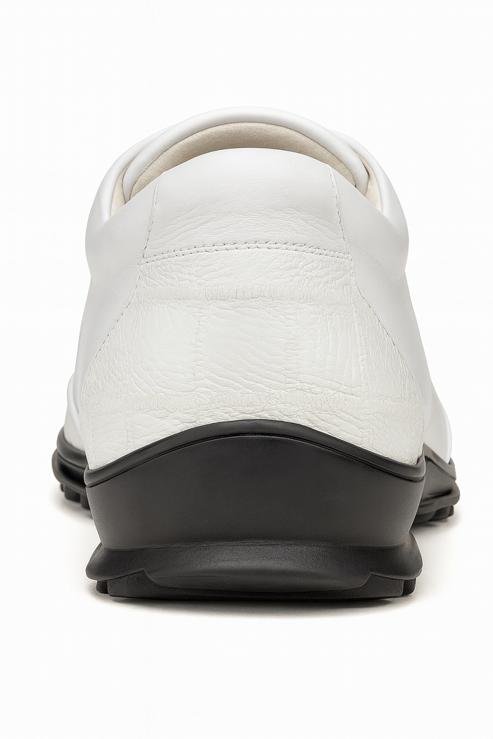 Los Altos Ostrich Leg Lace-Up Sneakers White